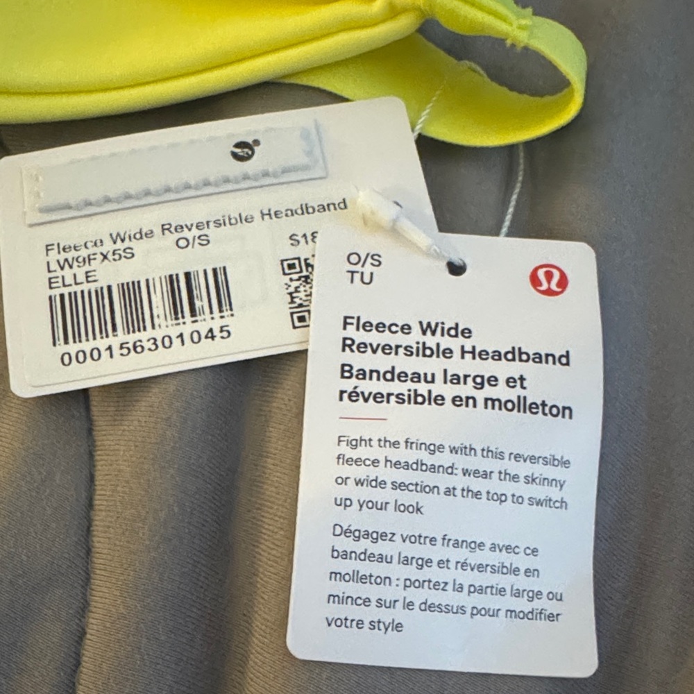 Lululemon Yellow Wide Reversible Wide Fleece Headband NWT - Picture 2 of 7